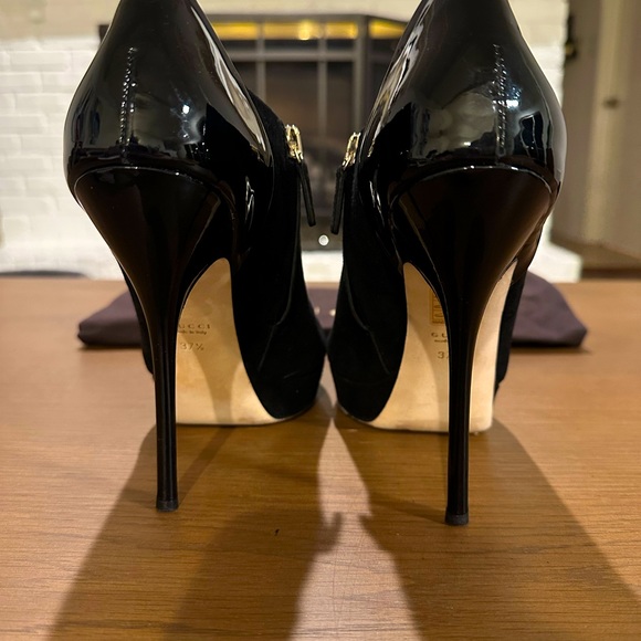 GUCCI Scamosciato Nero Suede Open Toe Booties - Picture 4 of 7